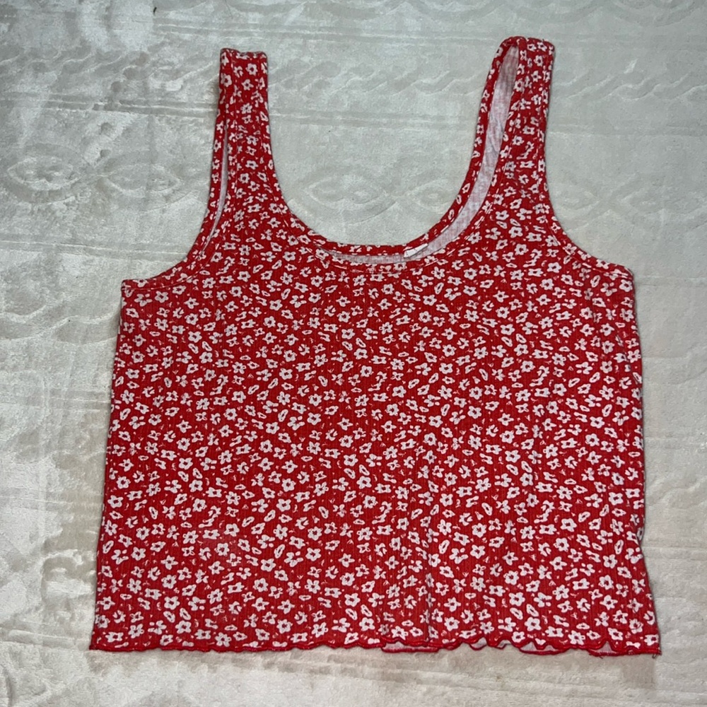 Red Floral Tank Top - Women